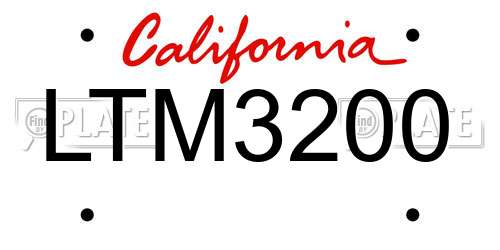 LTM3200 California License Plate