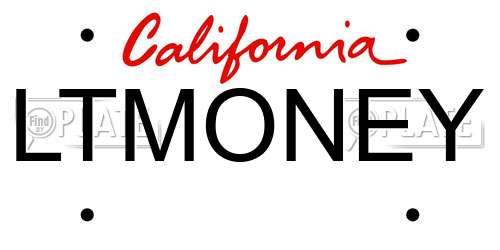 LTMONEY California License Plate