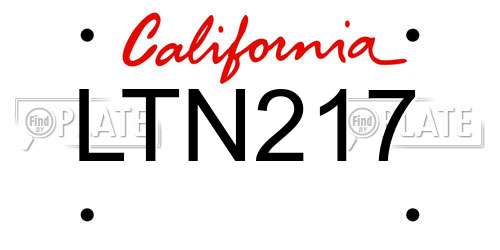LTN217 California License Plate