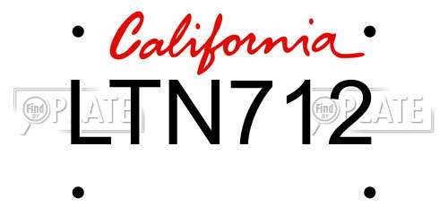 LTN712 California License Plate