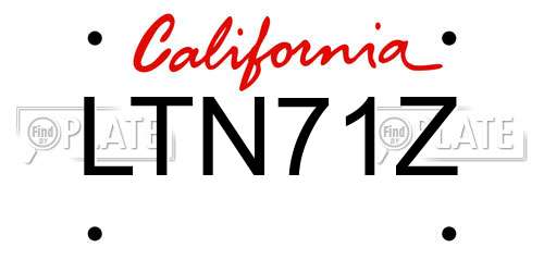 LTN71Z California License Plate