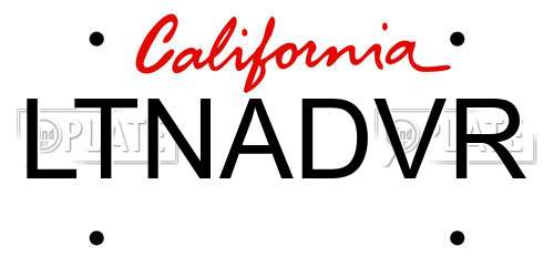 LTNADVR California License Plate