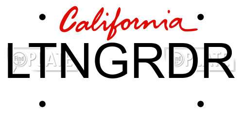 LTNGRDR California License Plate
