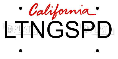 LTNGSPD California License Plate