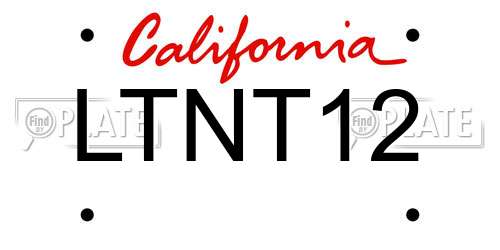 LTNT12 California License Plate