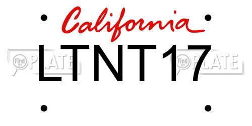 LTNT17 California License Plate