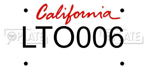 LTO006 California License Plate