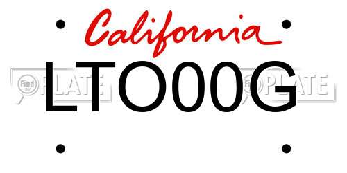 LTO00G California License Plate