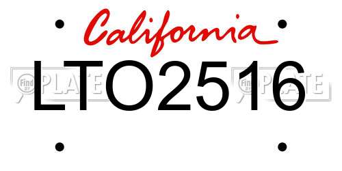 LTO2516 California License Plate