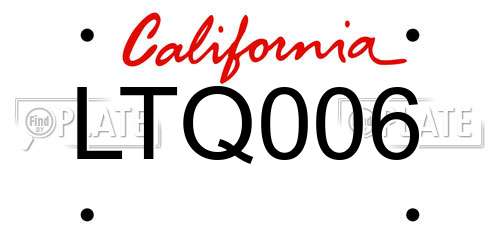 LTQ006 California License Plate