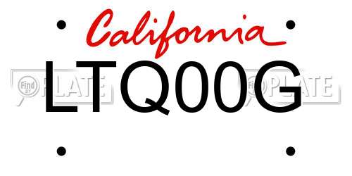 LTQ00G California License Plate