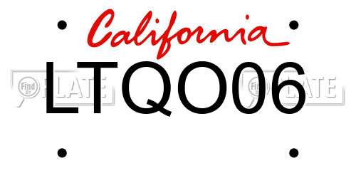 LTQO06 California License Plate