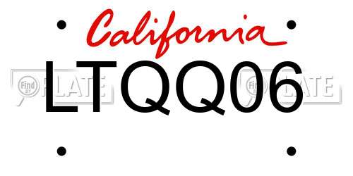 LTQQ06 California License Plate