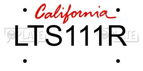 LTS111R California License Plate
