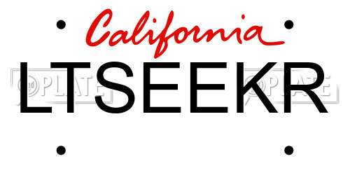 LTSEEKR California License Plate