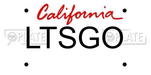 LTSGO California License Plate