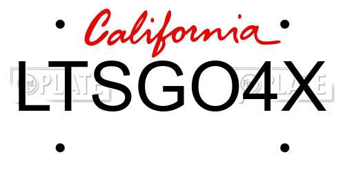 LTSGO4X California License Plate