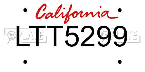 LTT5299 California License Plate
