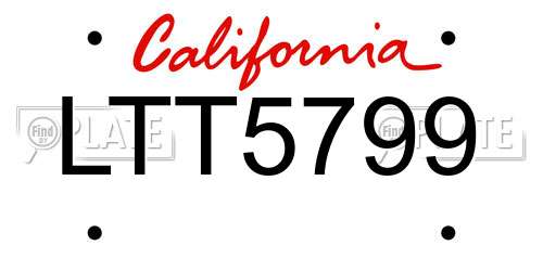 LTT5799 California License Plate
