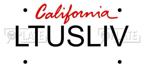 LTUSLIV California License Plate