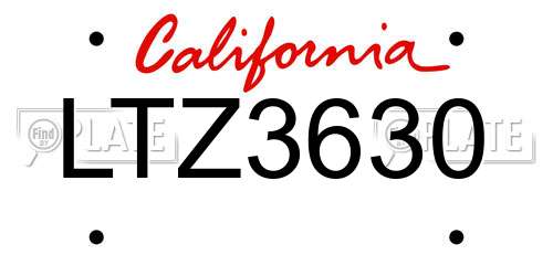 LTZ3630 California License Plate