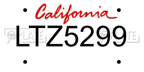 LTZ5299 California License Plate