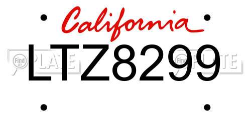 LTZ8299 California License Plate
