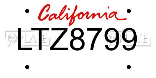 LTZ8799 California License Plate