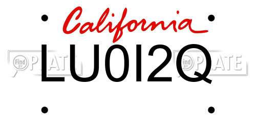 LU0I2Q California License Plate
