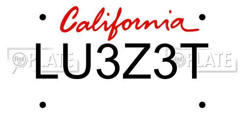 LU3Z3T California License Plate