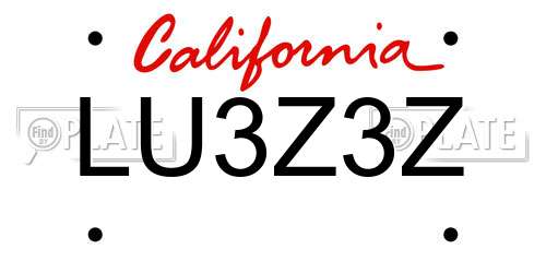LU3Z3Z California License Plate