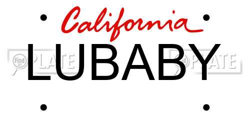 LUBABY California License Plate
