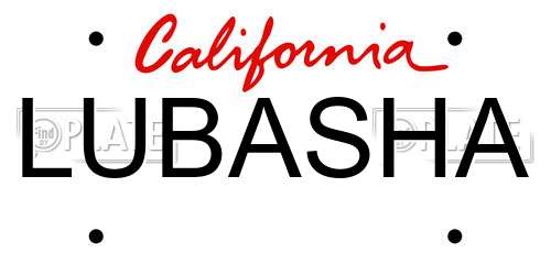 LUBASHA California License Plate
