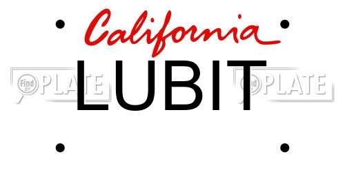 LUBIT California License Plate