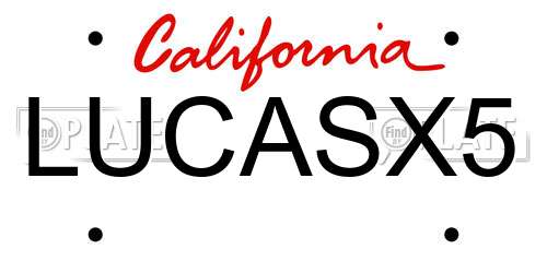 LUCASX5 California License Plate