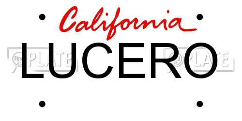 LUCERO California License Plate