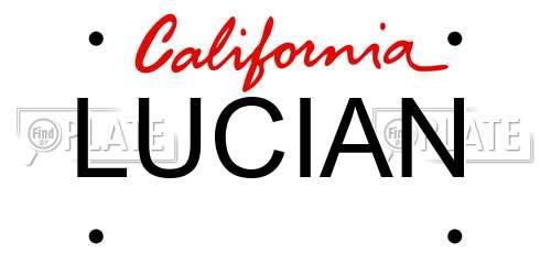 LUCIAN California License Plate