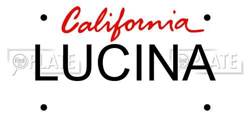 LUCINA California License Plate