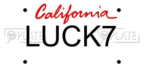 LUCK7 California License Plate