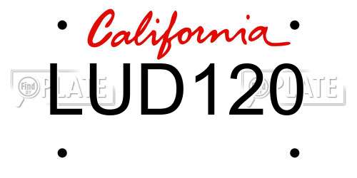 LUD120 California License Plate