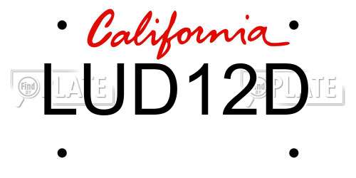 LUD12D California License Plate