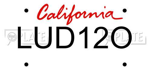LUD12O California License Plate