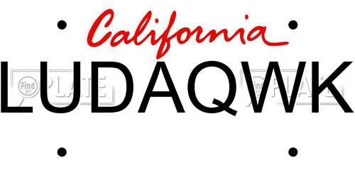 LUDAQWK California License Plate