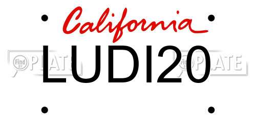 LUDI20 California License Plate