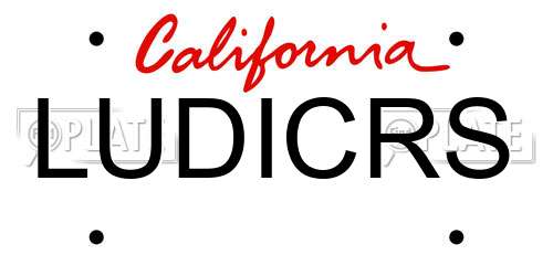 LUDICRS California License Plate