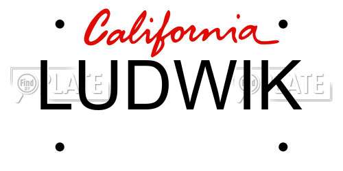 LUDWIK California License Plate