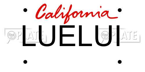 LUELUI California License Plate