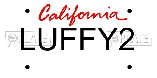 LUFFY2 California License Plate