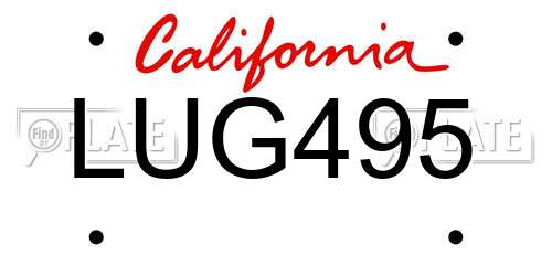 LUG495 California License Plate