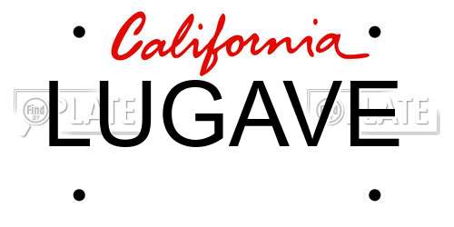 LUGAVE California License Plate